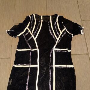 iHeartRaves Black and White Short Sleeve Top